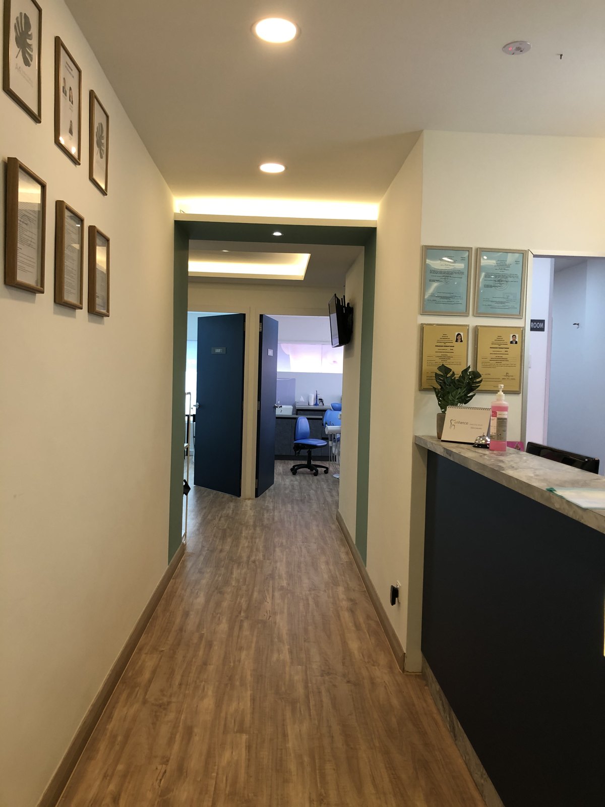 Corridor leading to the treatment rooms at the Seksyen 14 clinic